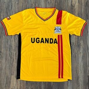 Uganda Cranes Soccer Jersey Youth XL FUFA Adidas Climacool Yellow Red Shirt